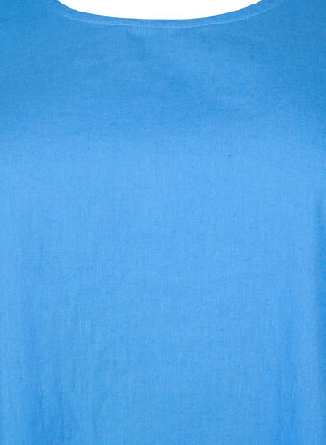 Kurzärmelige Bluse aus Baumwollmischung mit Leinen, Ultramarine, Packshot image number 2