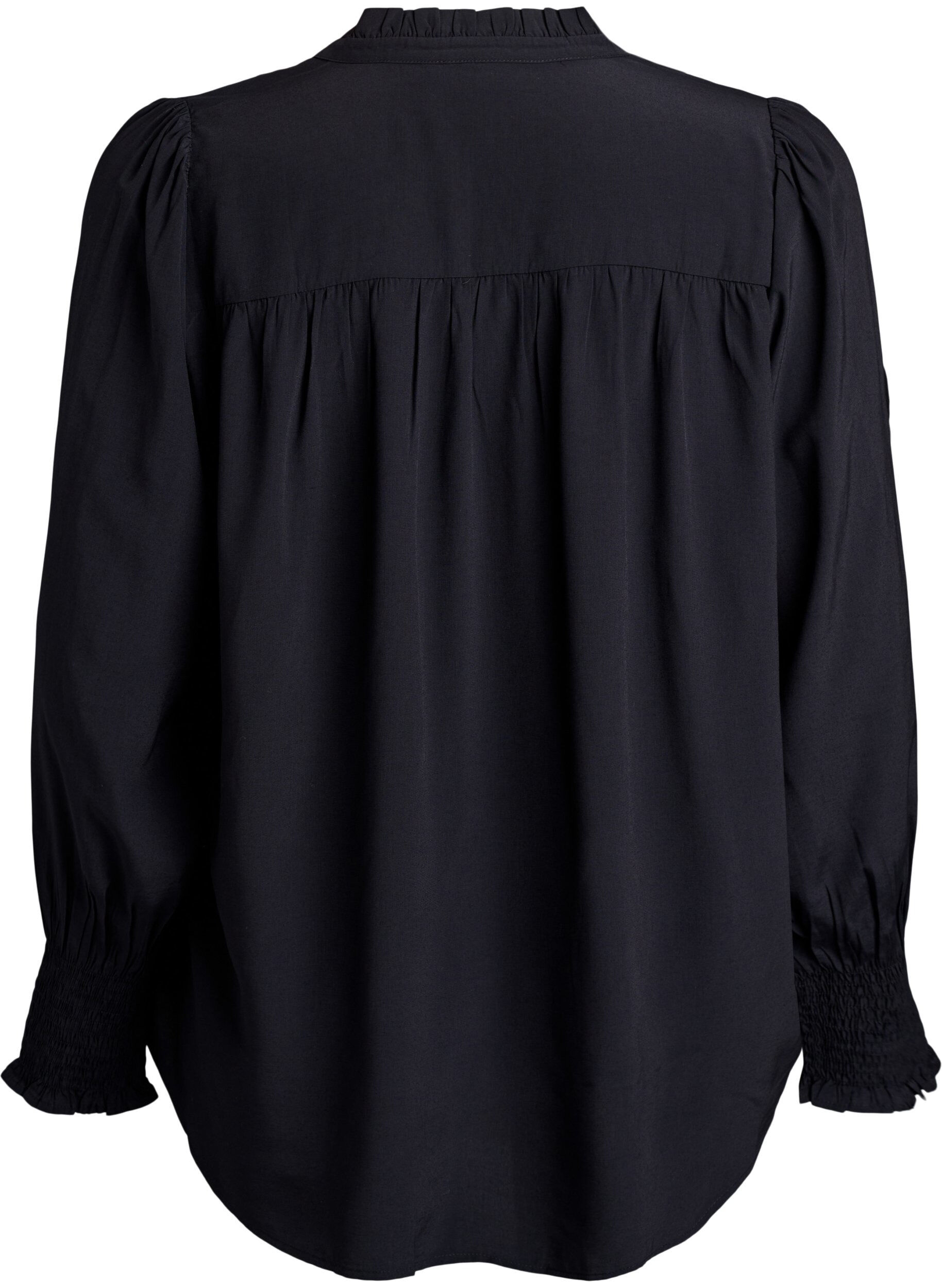 ZizziBluse mit R&uuml;schenkragen und Raffung, Schwarz, Packshot image number 1