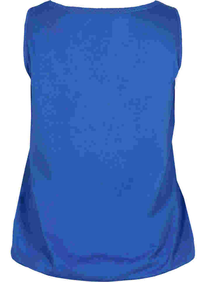 Baumwolltop mit Rundhalsausschnitt und Spitzensaum, Dazzling Blue, Packshot image number 1