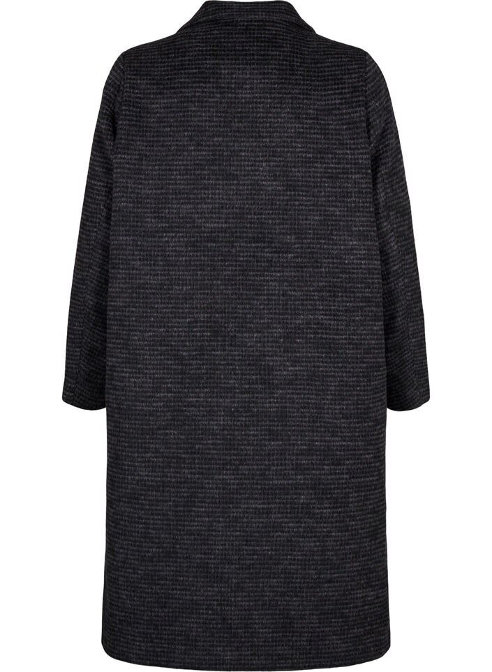 Karierter Wollmantel mit gebürstetem Finish, Black Comb, Packshot image number 1