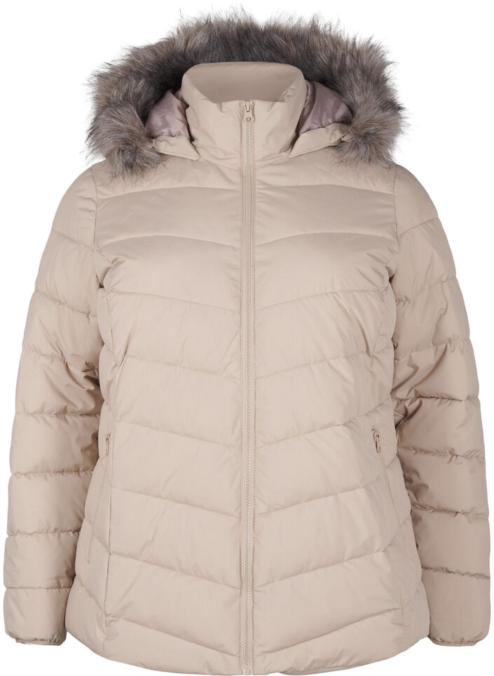 Kurze Steppjacke mit Kapuze, Beige, Packshot image number 0