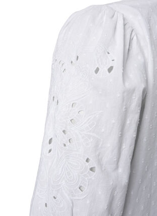 Strukturierte Hemdbluse mit Anglais-Stickerei, Bright White, Packshot image number 3