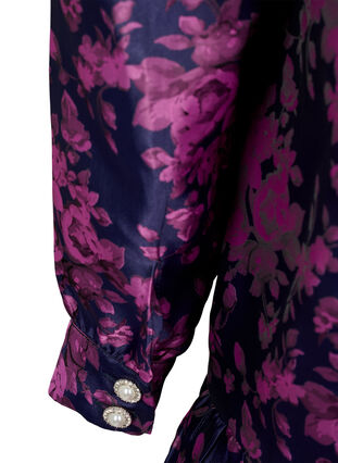 Kleid mit Rüschendetail und Perlenknöpfen, Dark Blue Pink, Packshot image number 3