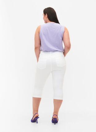 Hoch taillierte Amy Capri Jeans mit Super Slim Fit, Bright White, Model image number 1