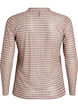 Karierte Bluse aus Mesh, Beige, Packshot image number 1