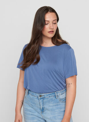 Kurzarm T-Shirt mit Rundhalssausschnitt, Bijou Blue, Model image number 0