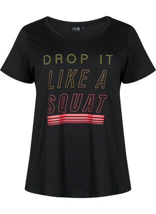 Trainings-T-Shirt mit Print, Black w. Drop It, Packshot image number 0