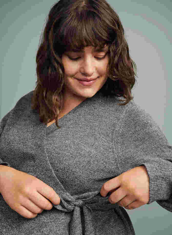 Melierte Schwangerschafts-Strickbluse mit Wickellook, Medium Grey Melange, Image
