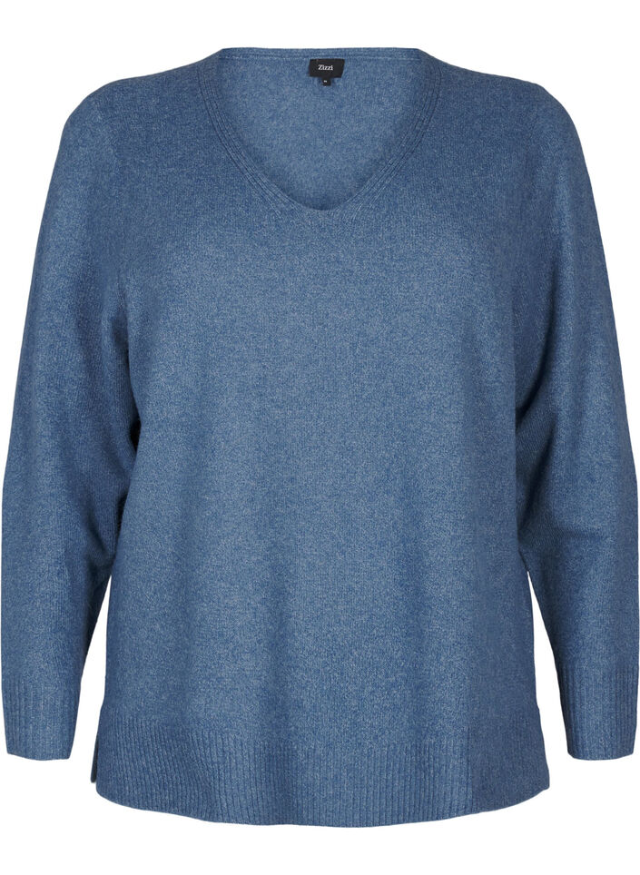  Strickbluse mit V-Ausschnitt, Bering S. White Mel., Packshot image number 0