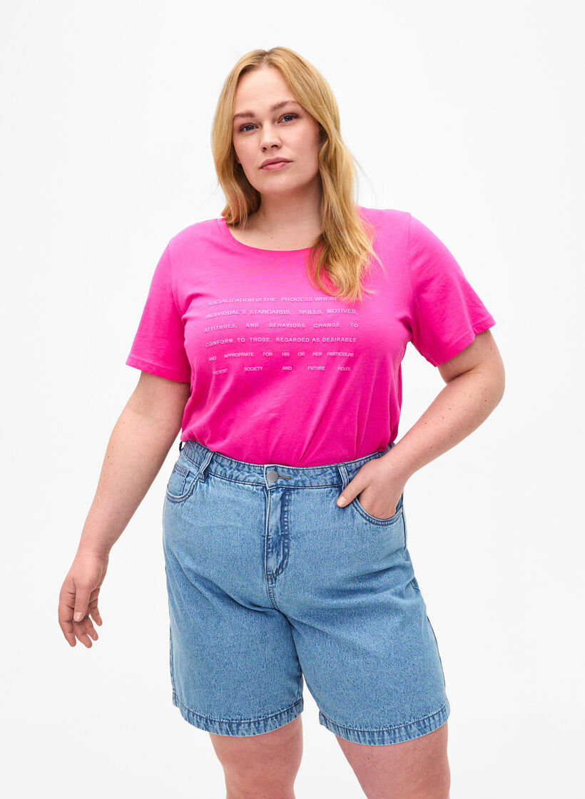 Hohe Taille Denim-Shorts, Light Blue Denim, Model image number 0