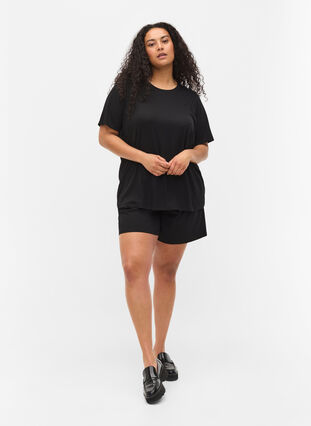Shorts aus Rippqualität mit Taschen, Black, Model image number 0