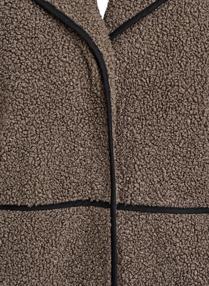 Weiche Teddyjacke mit Kontrastdetails, Braun, Packshot image number 2