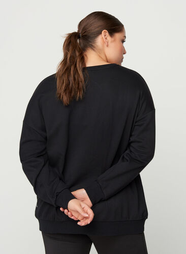 Sweatshirt mit Printdetails, Black, Model image number 1