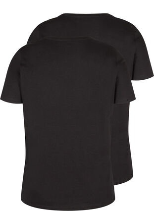 2er Pack kurzarm T-Shirts aus Baumwolle, Black, Packshot image number 1