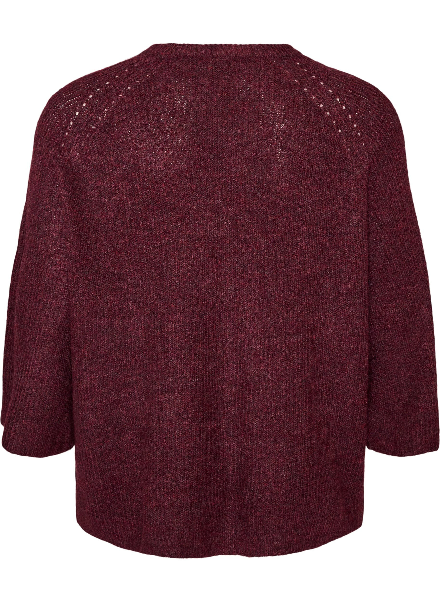 ZizziRipppullover mit 3/4-&Auml;rmeln, Rot, Packshot image number 1