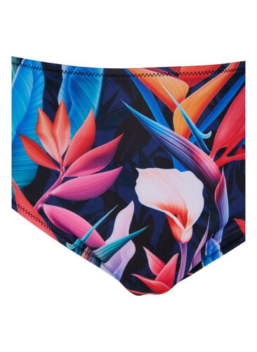 Bikini-Hose mit Print und hoher Taille, Bright Leaf, Packshot image number 2