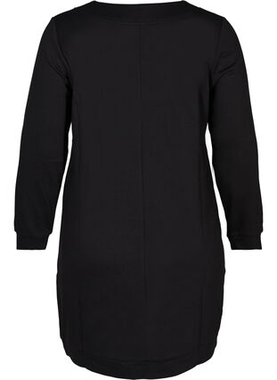 Sweatshirt-Kleid mit V-Ausschnitt, Black, Packshot image number 1