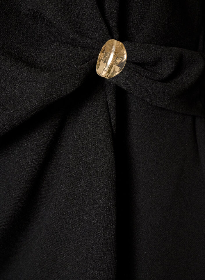 Bluse mit asymmetrischer Drapierung und 3/4-&Auml;rmeln, Schwarz, Packshot image number 3