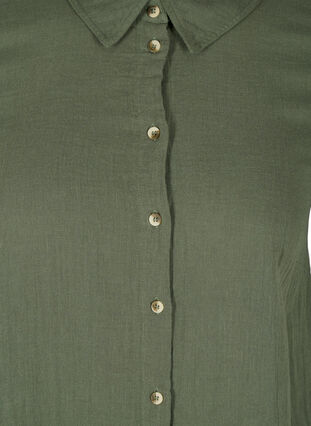 Lange Hemdbluse aus Baumwolle mit klassischem Kragen, Thyme, Packshot image number 2