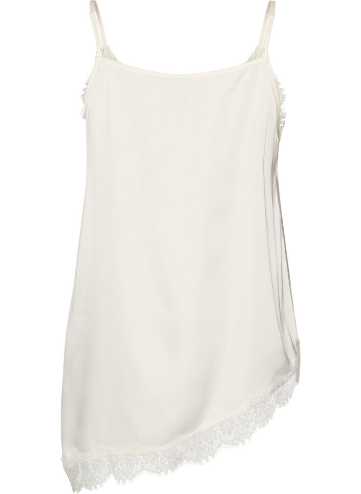 Tr&auml;gertop mit Spitze und asymmetrischem Saum, Vanille, Packshot image number 1