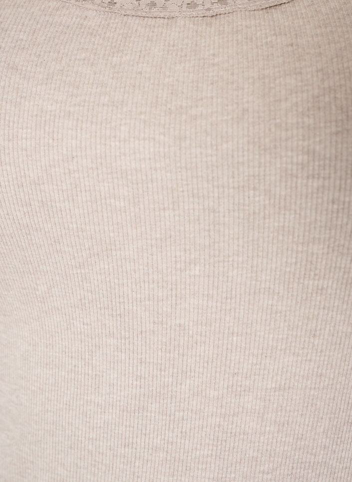 Geripptes Top mit Spitzen, Beige, Packshot image number 2