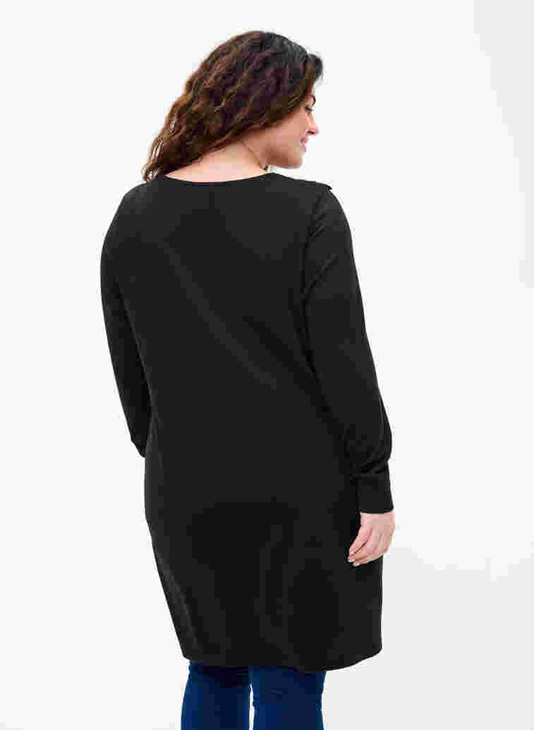 Langärmeliges Kleid mit Spitzendetails, Black, Model image number 0