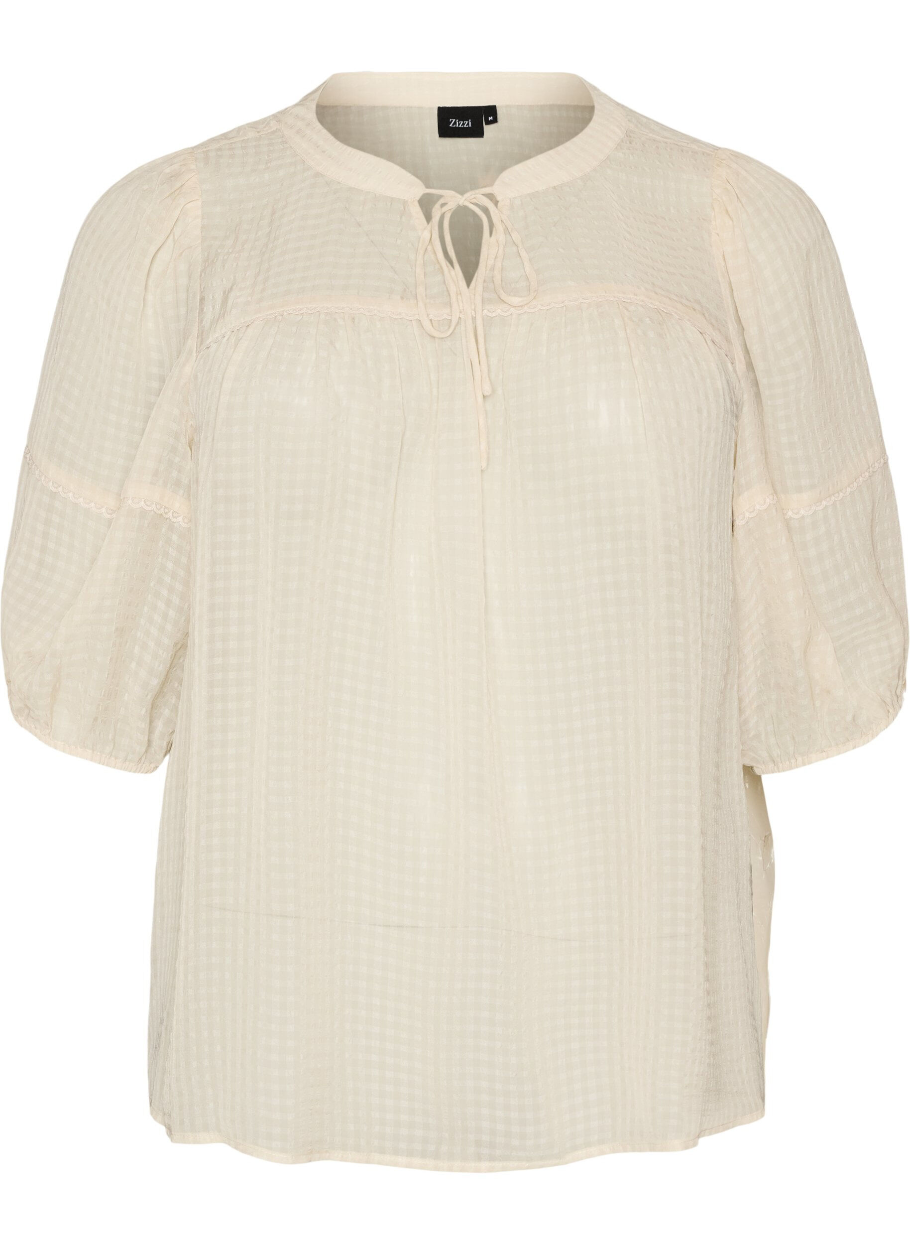 Bluse aus Seersucker mit Bindeband
