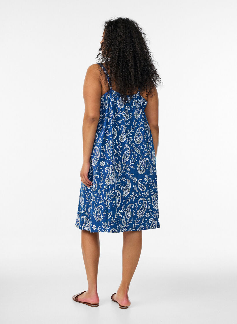 Midi-Tr&auml;gerkleid aus Bio-Baumwolle, Blau, Model image number 2
