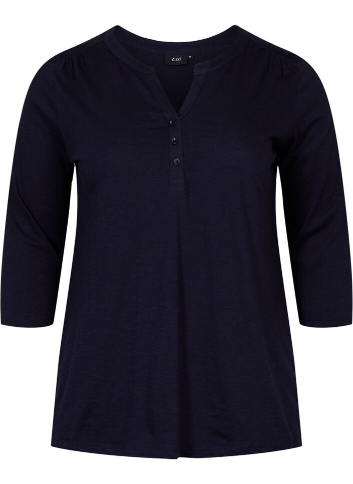 Bluse aus Baumwolle mit 3/4 Ärmeln, Night Sky, Packshot image number 0