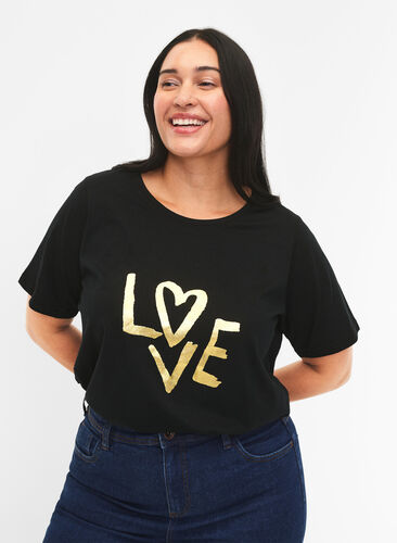 FLASH - T-Shirt mit Motiv, Black Heart, Model image number 0