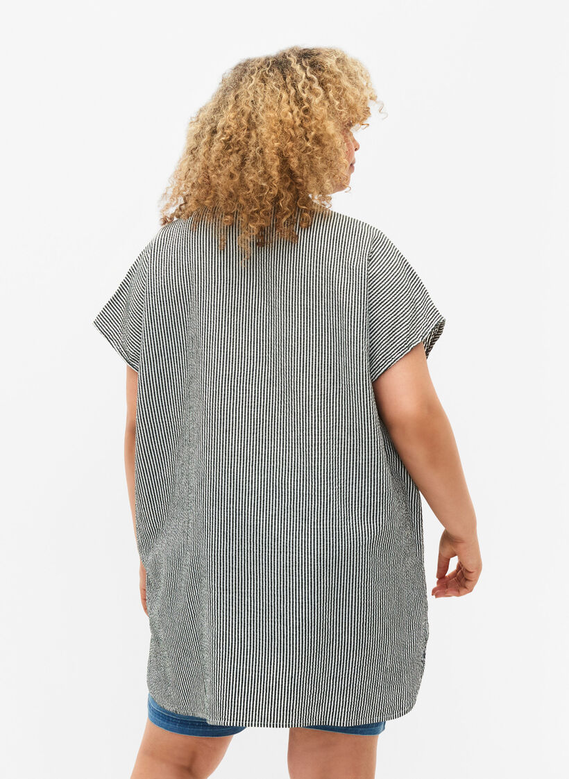 Kurzärmeliges Baumwollhemd mit Streifen, Scarab Stripe, Model image number 1