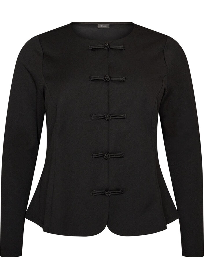 Figurbetonter Cardigan mit Knotenverschl&uuml;ssen, Schwarz, Packshot image number 0