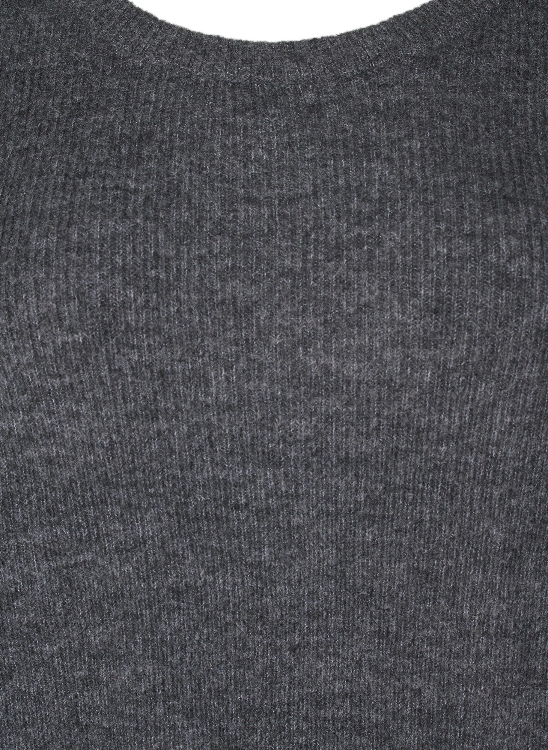 Zizzi Melange-Pullover mit Rundhalsausschnitt, Dark Grey Black Mel., Packshot image number 2