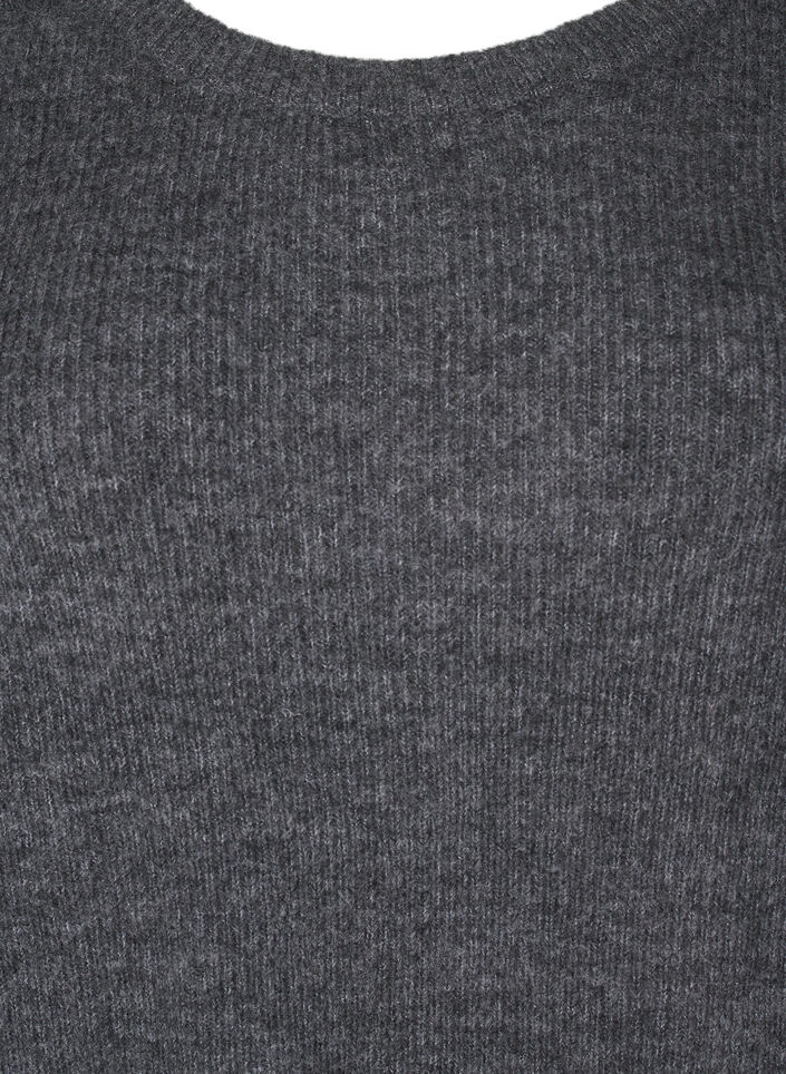 Melange-Pullover mit Rundhalsausschnitt, Dark Grey Black Mel., Packshot image number 2