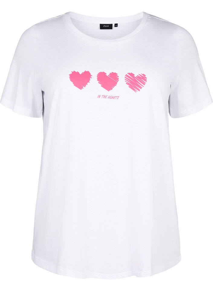 T-Shirt aus Baumwolle mit Rundhalsausschnitt und Aufdruck, B. White W. Hearts, Packshot image number 0