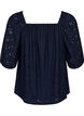 Bluse mit kurzen Puff&auml;rmeln und Lochmuster, Blau, Packshot image number 1