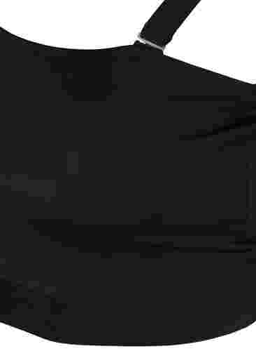 One-Shoulder Bikinitop aus Ripp, Black, Packshot image number 3