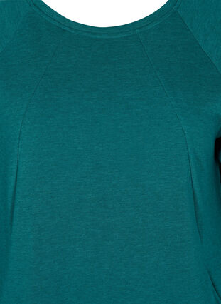 Aktionsartikel - Sweatkleid aus Baumwolle mit Taschen und 3/4-Ärmeln, Teal Green Melange, Packshot image number 2