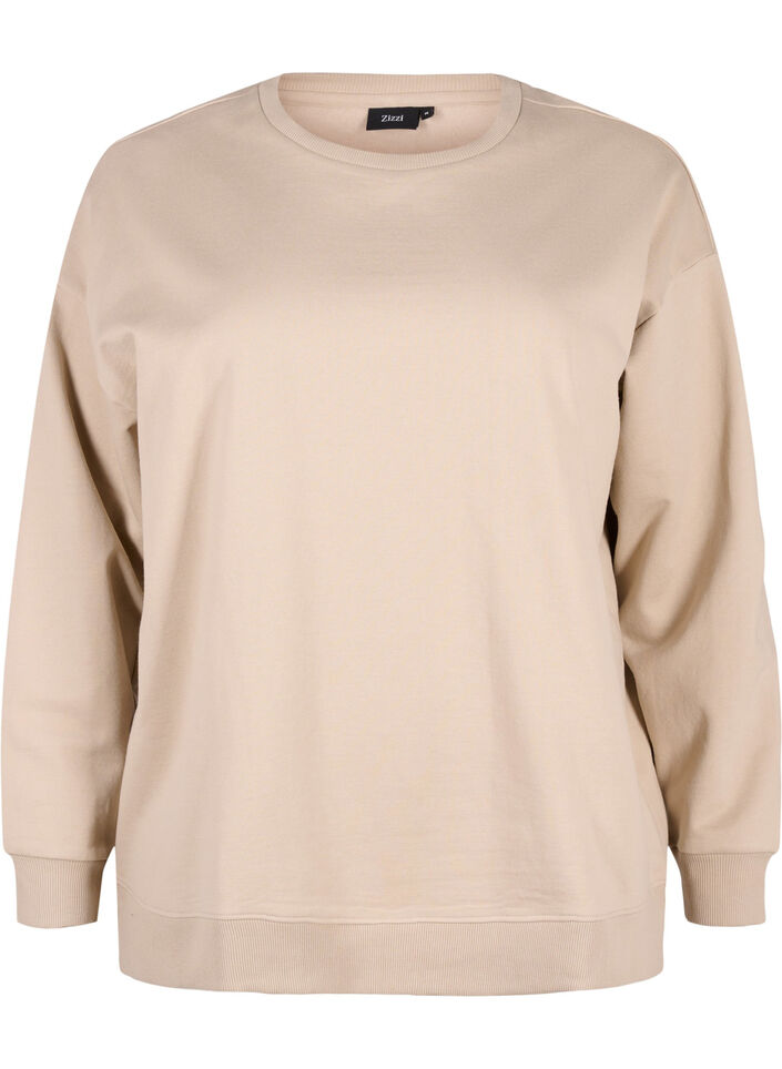 Sweatshirt mit Rundhalsausschnitt, Simply Taupe, Packshot image number 0