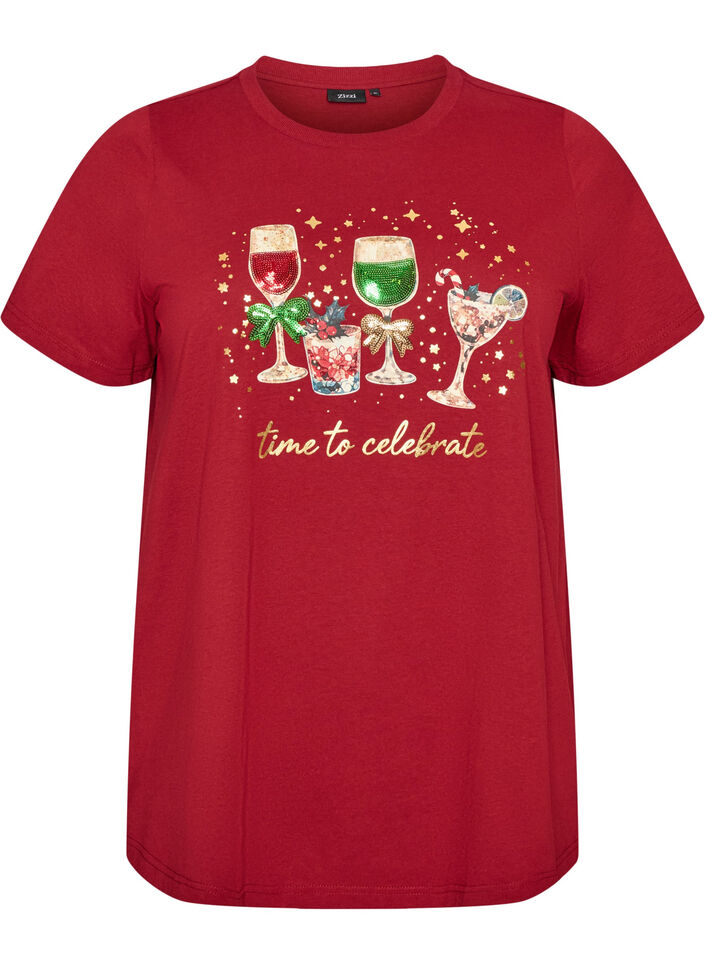 Weihnachts-T-Shirt aus Bio-Baumwolle, Rot, Packshot image number 0