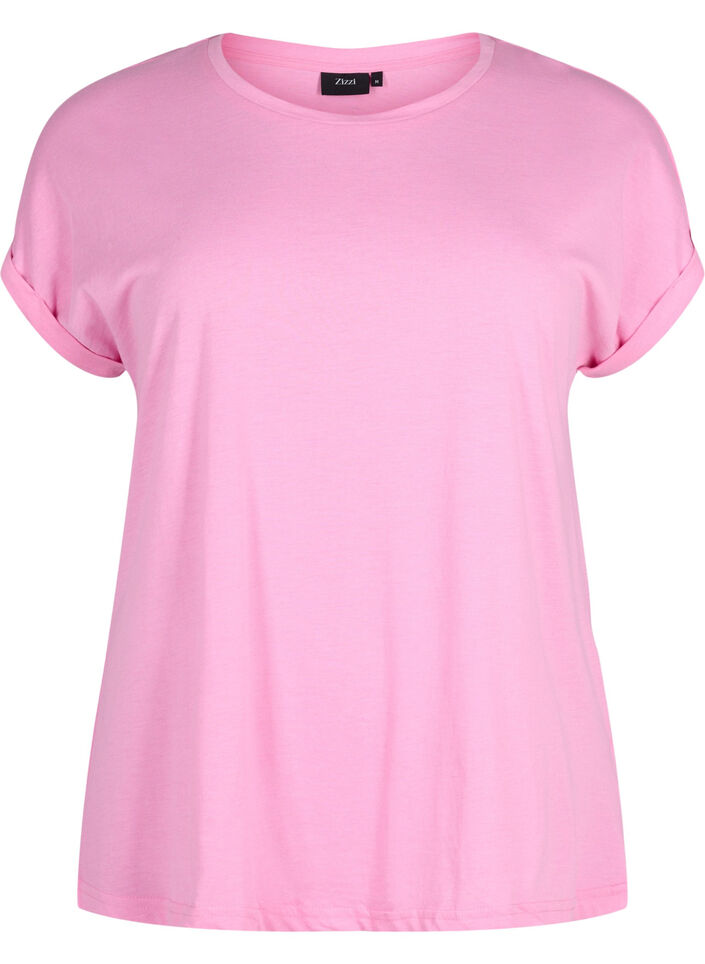 Kurzärmeliges T-Shirt aus einer Baumwollmischung, Pink, Packshot image number 0