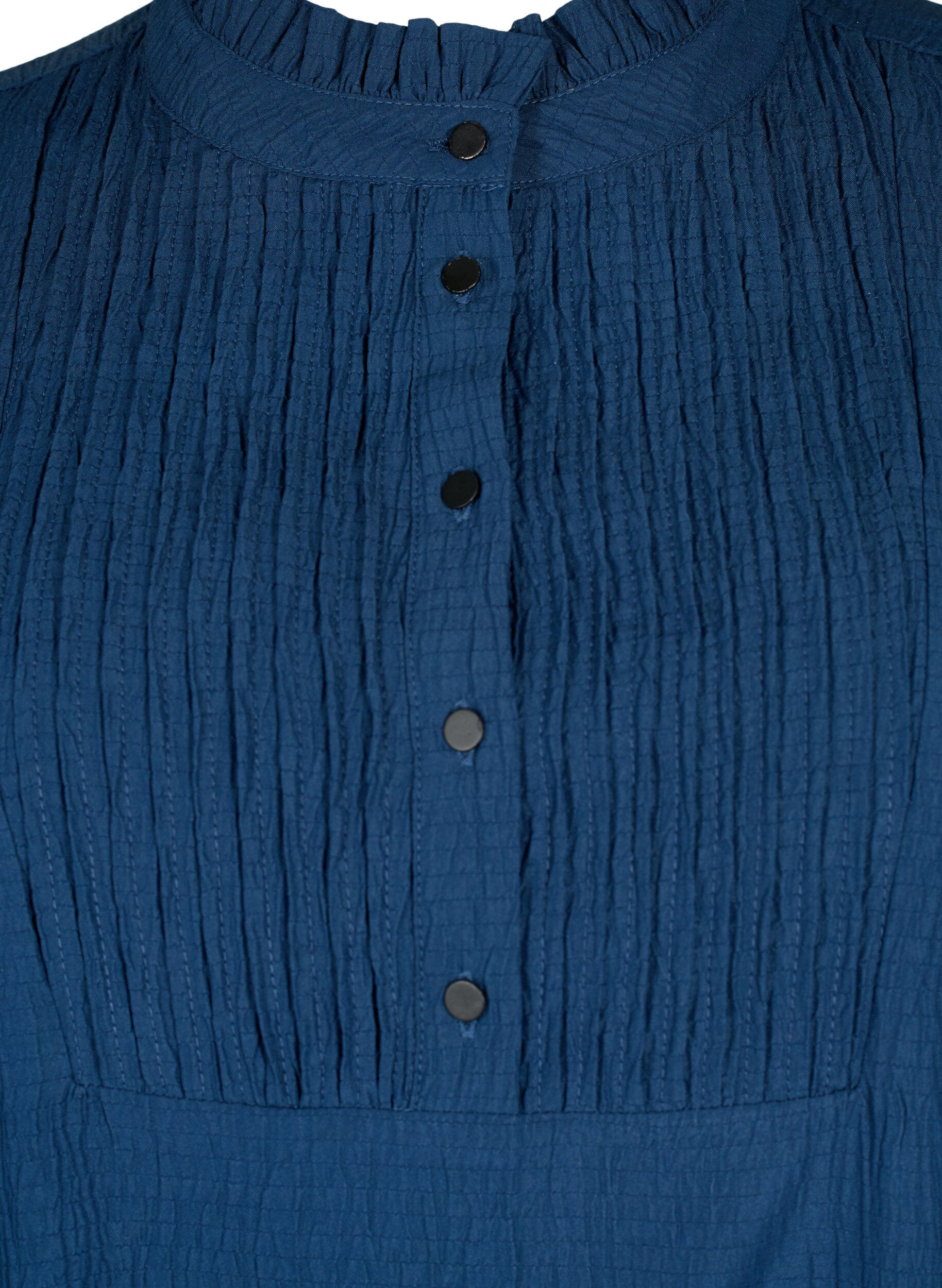 Zizzi Lang&auml;rmlige Bluse mit R&uuml;schenkragen, Dress Blues, Packshot image number 2