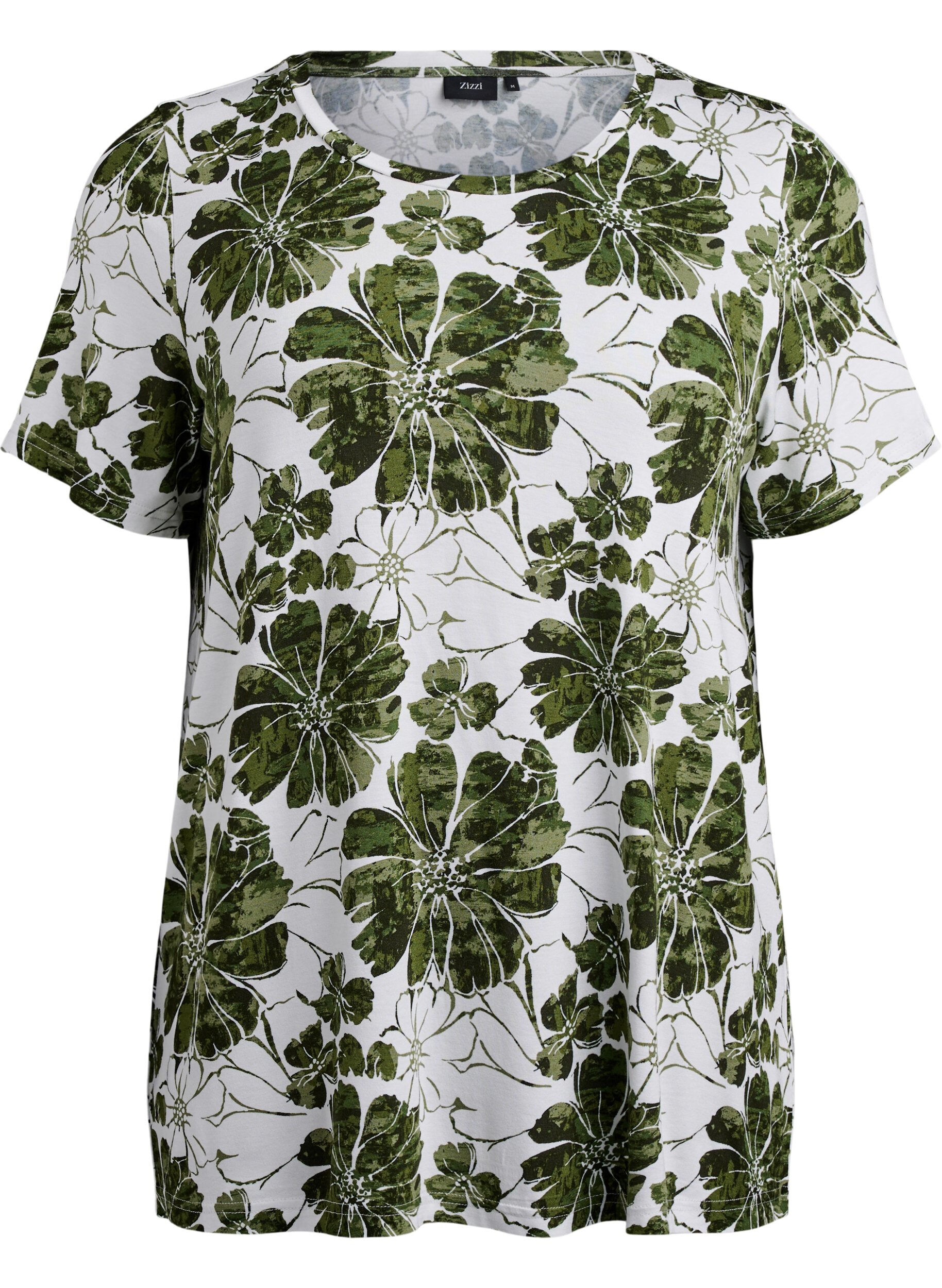 Zizzi T-Shirt mit floralem Print, Gr&uuml;n, Packshot image number 0