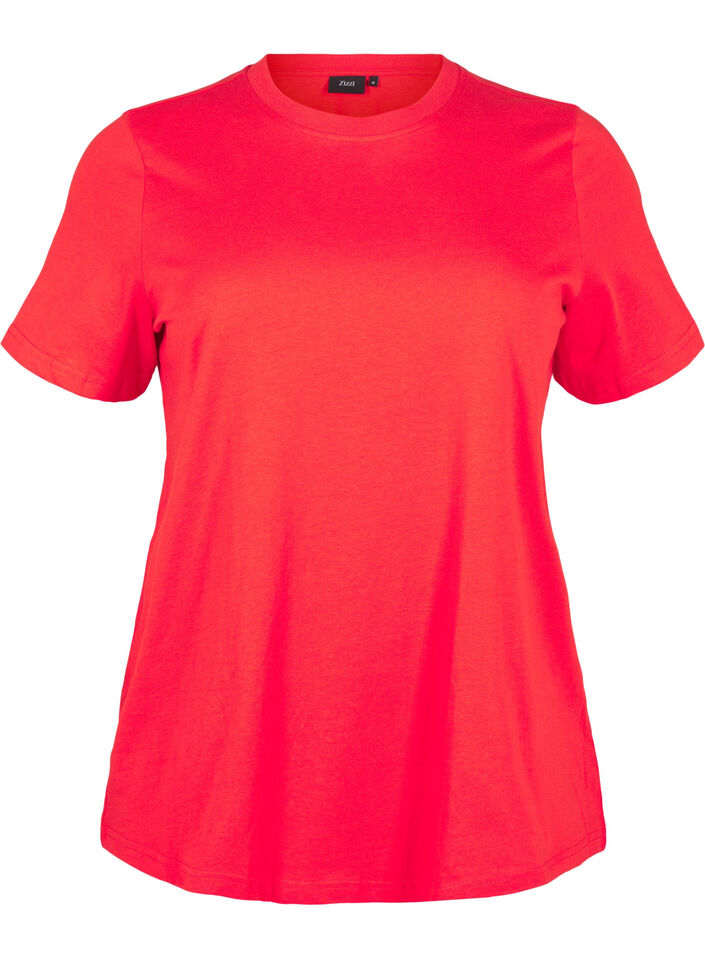 Basic-T-Shirt aus Baumwolle mit Rundhalsausschnitt, Rot, Packshot image number 0