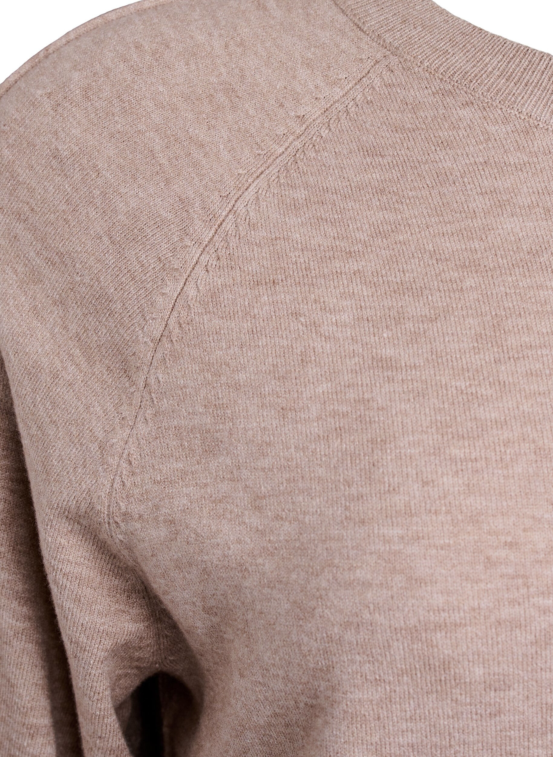 Zizzi Strickbluse mit Mittelnaht und Raglan&auml;rmeln, Beige, Packshot image number 3