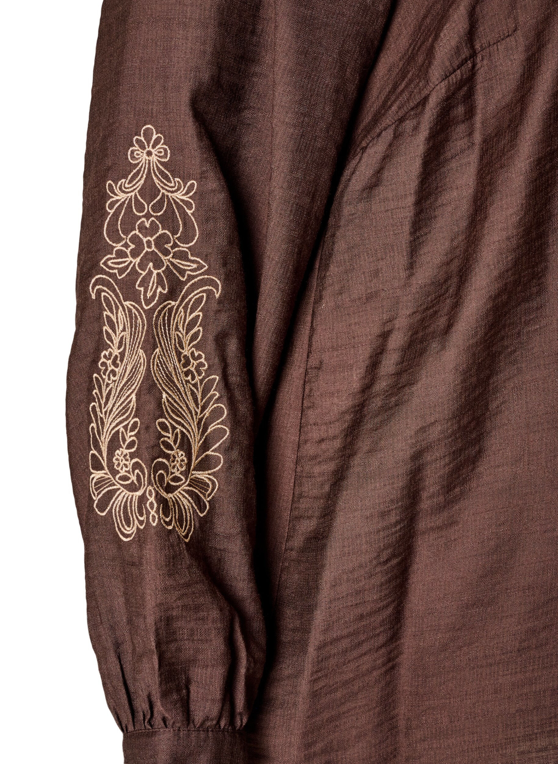 ZizziBluse aus Viskose mit bestickten &Auml;rmeln, Braun, Packshot image number 3