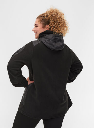 Sportliche Fleecejacke mit Kapuze und Taschen, Black, Model image number 1