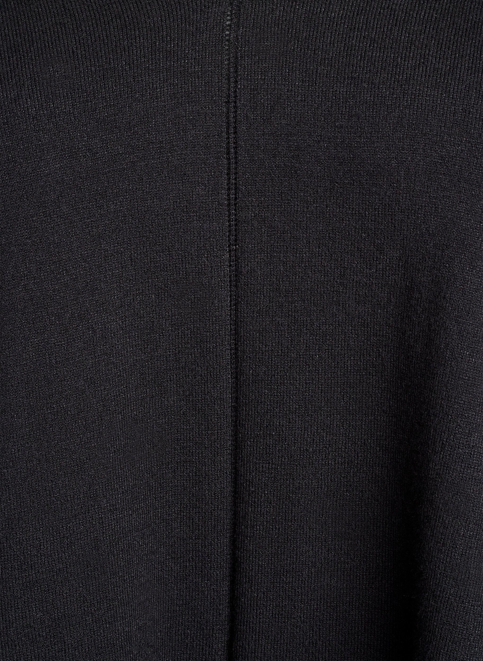 Zizzi Bluse aus Feinstrick mit V-Ausschnitt und Detail auf der Vorderseite, Schwarz, Packshot image number 2