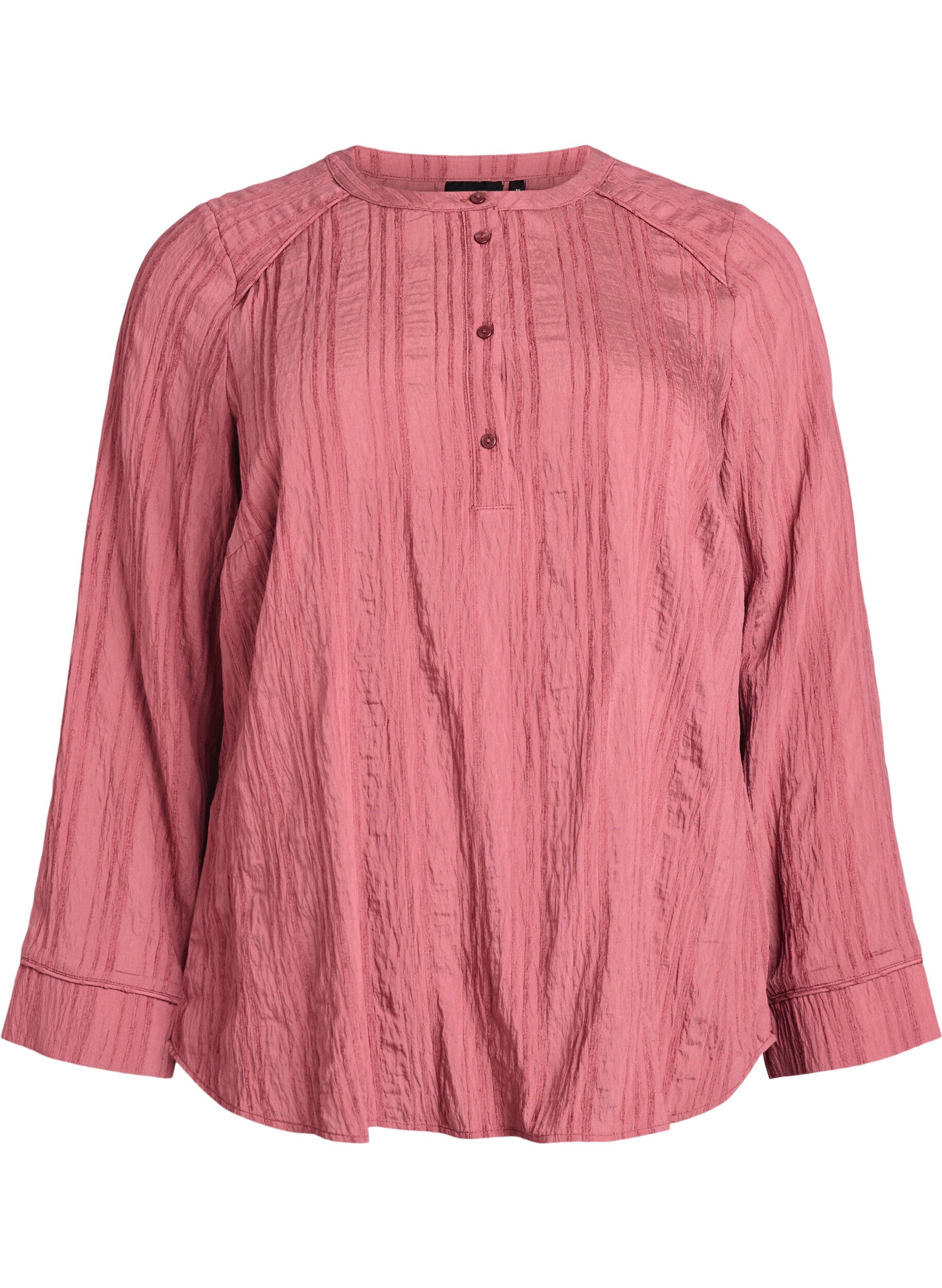 Zizzi Bluse mit Ton-in-Ton-Struktur und Kn&ouml;pfen, Rot, Packshot image number 0