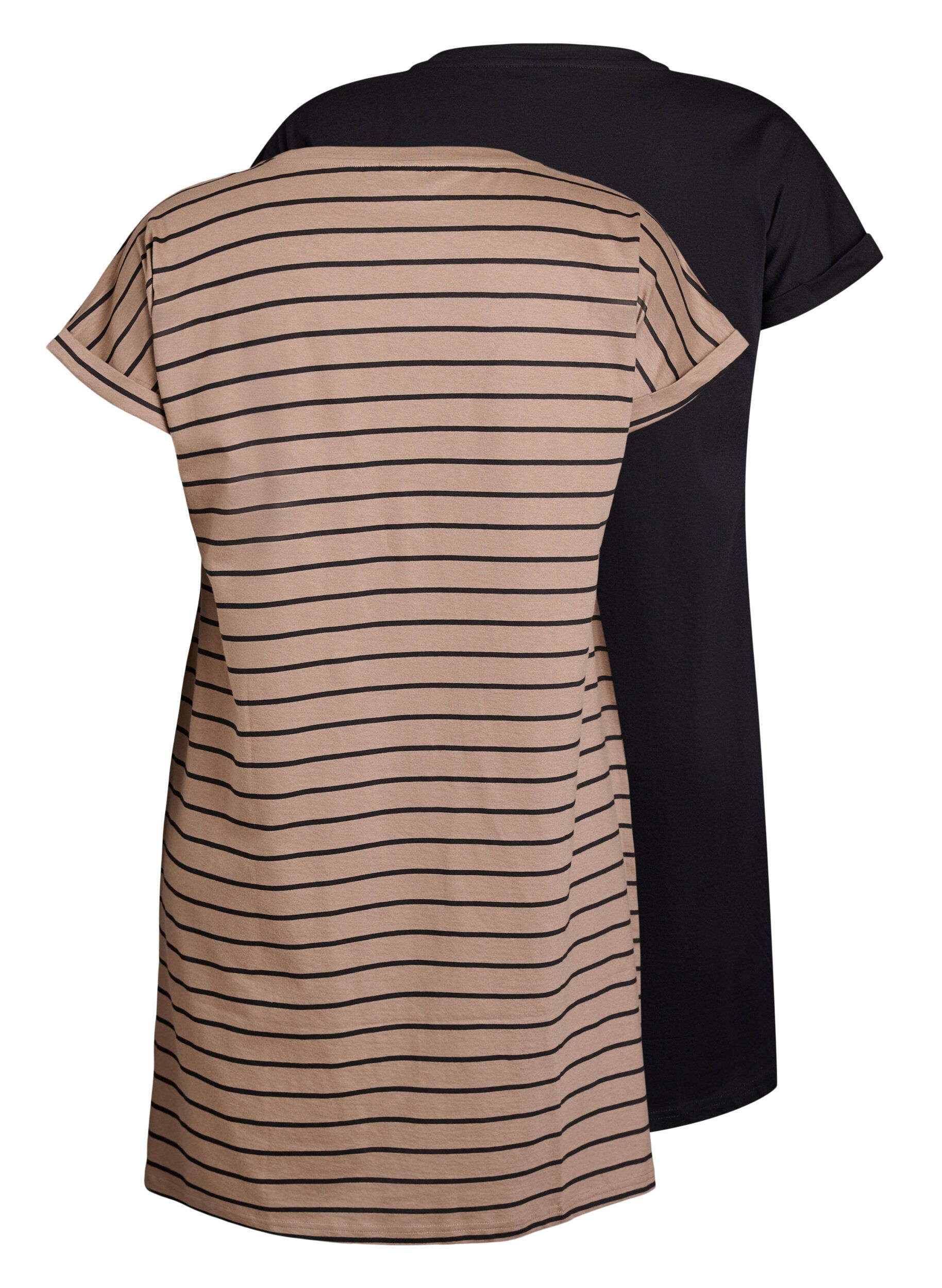 Zizzi2er-Pack T-Shirt-Kleid mit kurzen &Auml;rmeln, Braun, Packshot image number 1